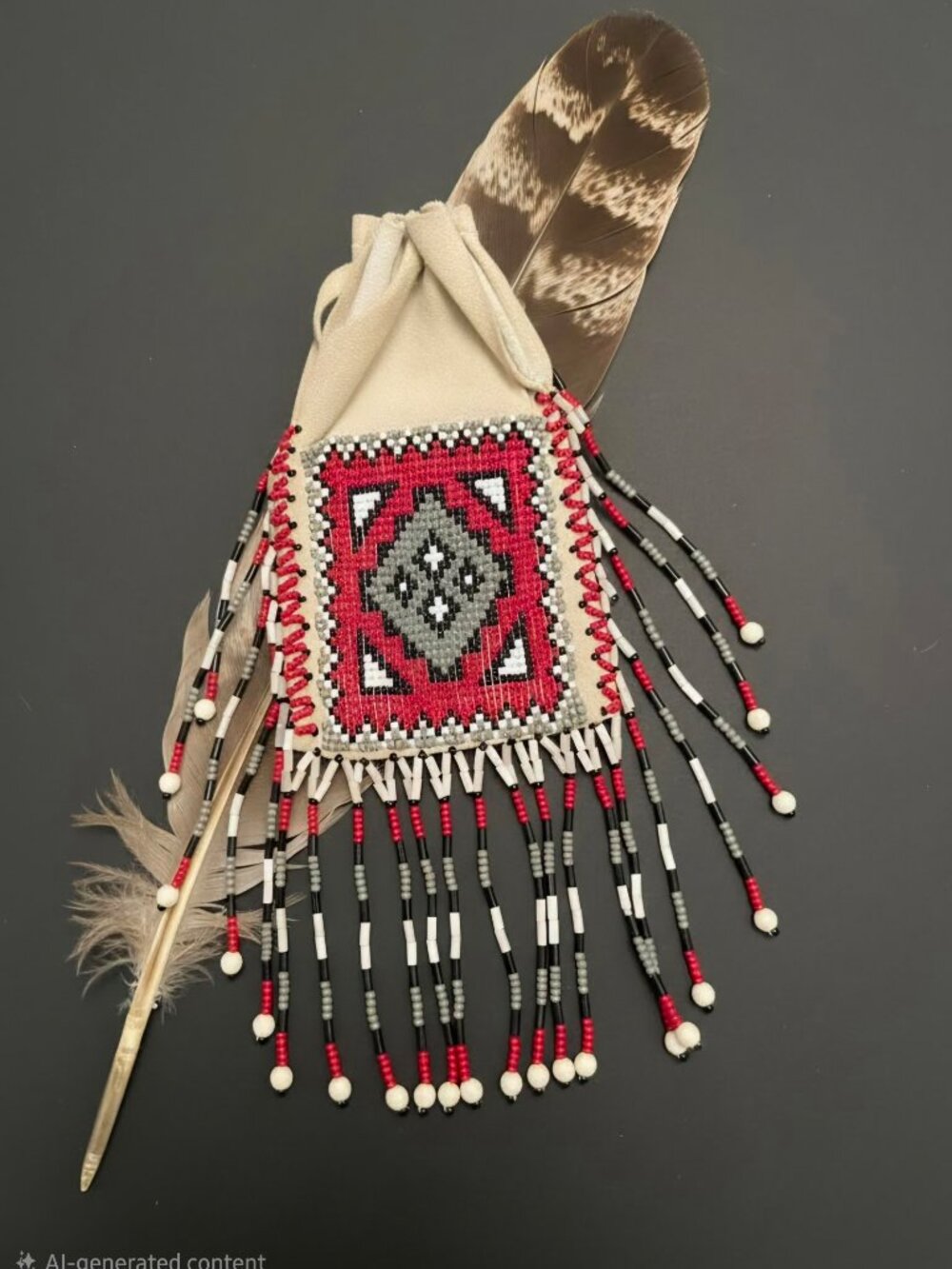 Rare Vintage Native American Double Sided Beaded Pouch